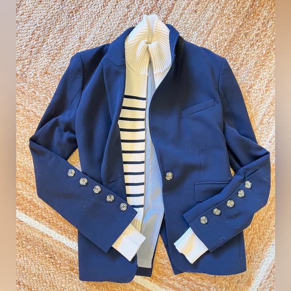 VERONICA BEARD navy miller? Blazer jacket AND striped sweater Dickey size 8/M - Picture 2 of 7